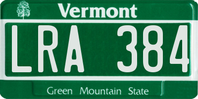 VT license plate LRA384