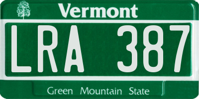 VT license plate LRA387