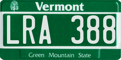 VT license plate LRA388