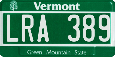 VT license plate LRA389