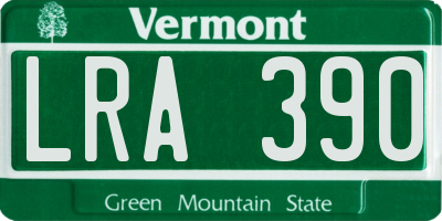 VT license plate LRA390