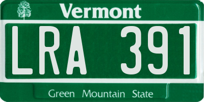 VT license plate LRA391