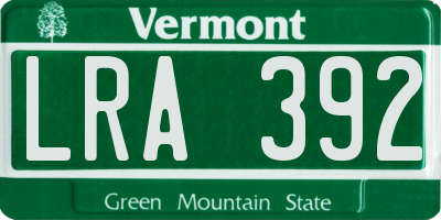 VT license plate LRA392