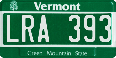 VT license plate LRA393
