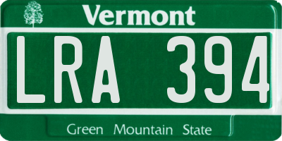 VT license plate LRA394
