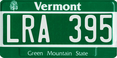 VT license plate LRA395