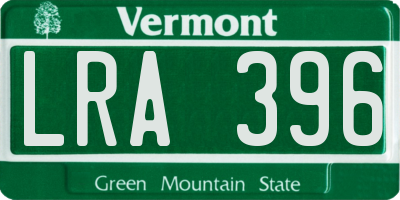 VT license plate LRA396