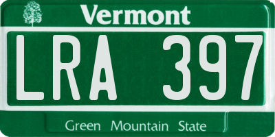 VT license plate LRA397