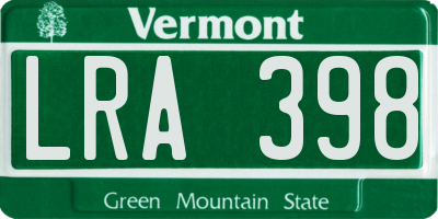 VT license plate LRA398