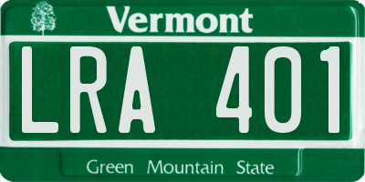 VT license plate LRA401