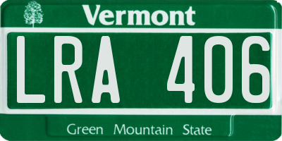 VT license plate LRA406