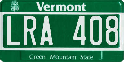 VT license plate LRA408