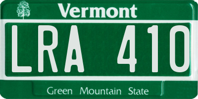 VT license plate LRA410