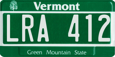 VT license plate LRA412