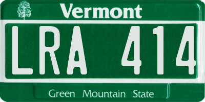 VT license plate LRA414