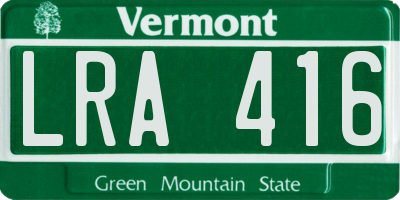 VT license plate LRA416