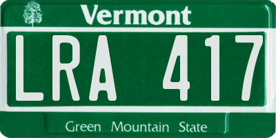 VT license plate LRA417