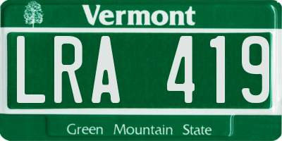 VT license plate LRA419