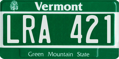 VT license plate LRA421
