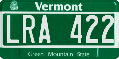 VT license plate LRA422