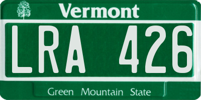 VT license plate LRA426