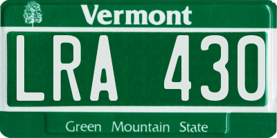 VT license plate LRA430