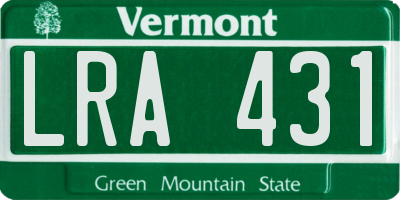 VT license plate LRA431
