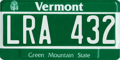 VT license plate LRA432