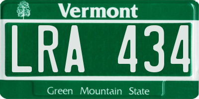 VT license plate LRA434