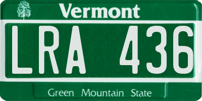 VT license plate LRA436
