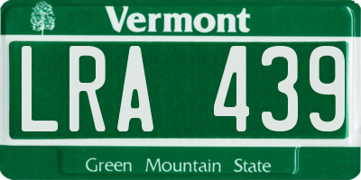 VT license plate LRA439