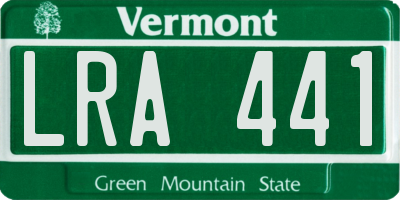 VT license plate LRA441