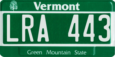 VT license plate LRA443