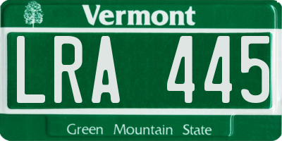 VT license plate LRA445