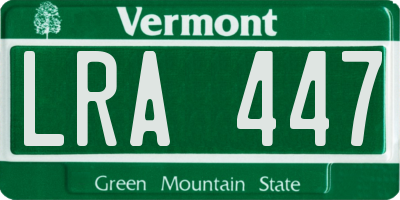 VT license plate LRA447