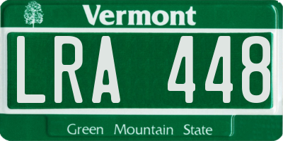 VT license plate LRA448