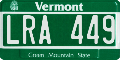 VT license plate LRA449