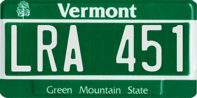VT license plate LRA451