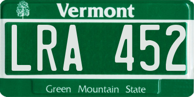 VT license plate LRA452