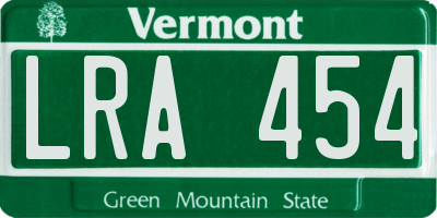 VT license plate LRA454