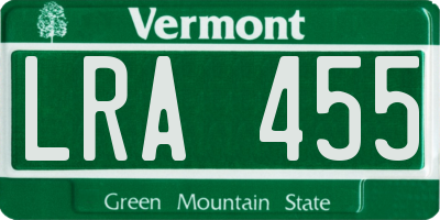VT license plate LRA455