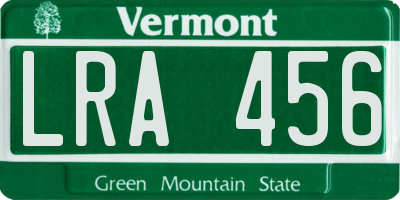 VT license plate LRA456