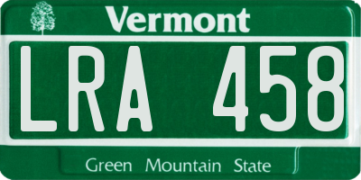VT license plate LRA458
