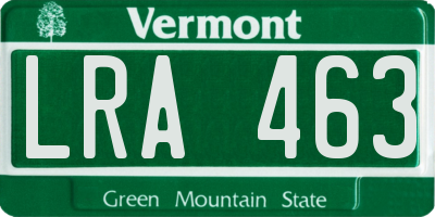 VT license plate LRA463