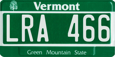 VT license plate LRA466