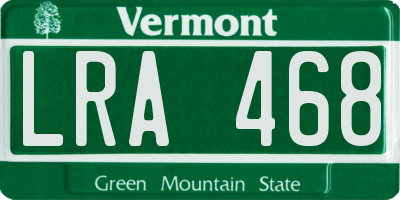 VT license plate LRA468