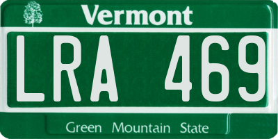 VT license plate LRA469