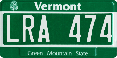 VT license plate LRA474
