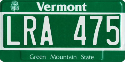 VT license plate LRA475