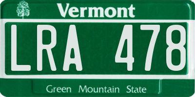 VT license plate LRA478
